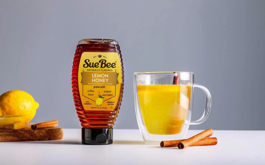 Sue Bee Infusions Lemon Flavored Honey, 16 Ounce Sue Bee Lemon Infused Honey For Tea and Water, Salads, USA Honey