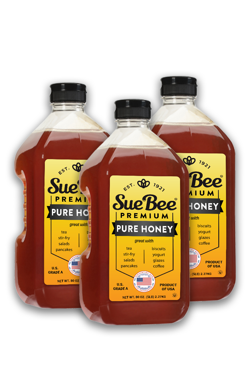Sue Bee Pure USA Clover Honey, 5 Pound (Pack of 3) Sue Bee Pure Premium Clover Honey From USA Beekeepers