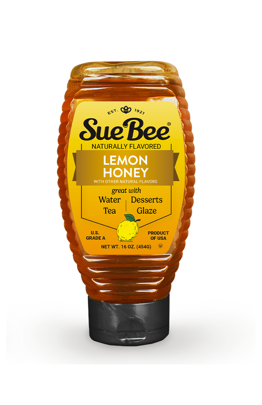 Sue Bee Infusions Lemon Flavored Honey, 16 Ounce Sue Bee Lemon Infused Honey For Tea and Water, Salads, USA Honey