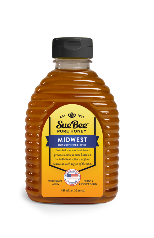 Sue Bee Honey Regional Midwest USA Honey, Strained, Unfiltered Beekeeper-Owned Co-op Honey, 24-Ounce