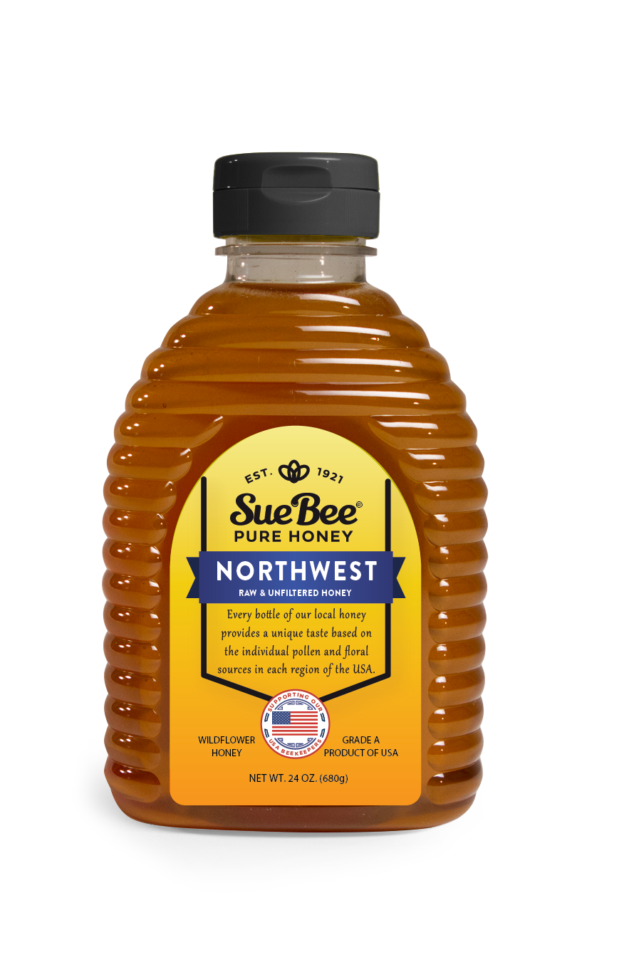 Sue Bee Honey Regional Northwest USA Honey, Strained, Unfiltered Beekeeper-Owned Co-op Honey, 24-Ounce