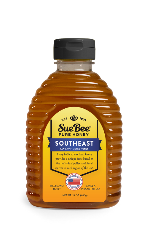 Sue Bee Honey Regional Southeast USA Honey, Strained, Unfiltered Beekeeper-Owned Co-op Honey, 24-Ounce